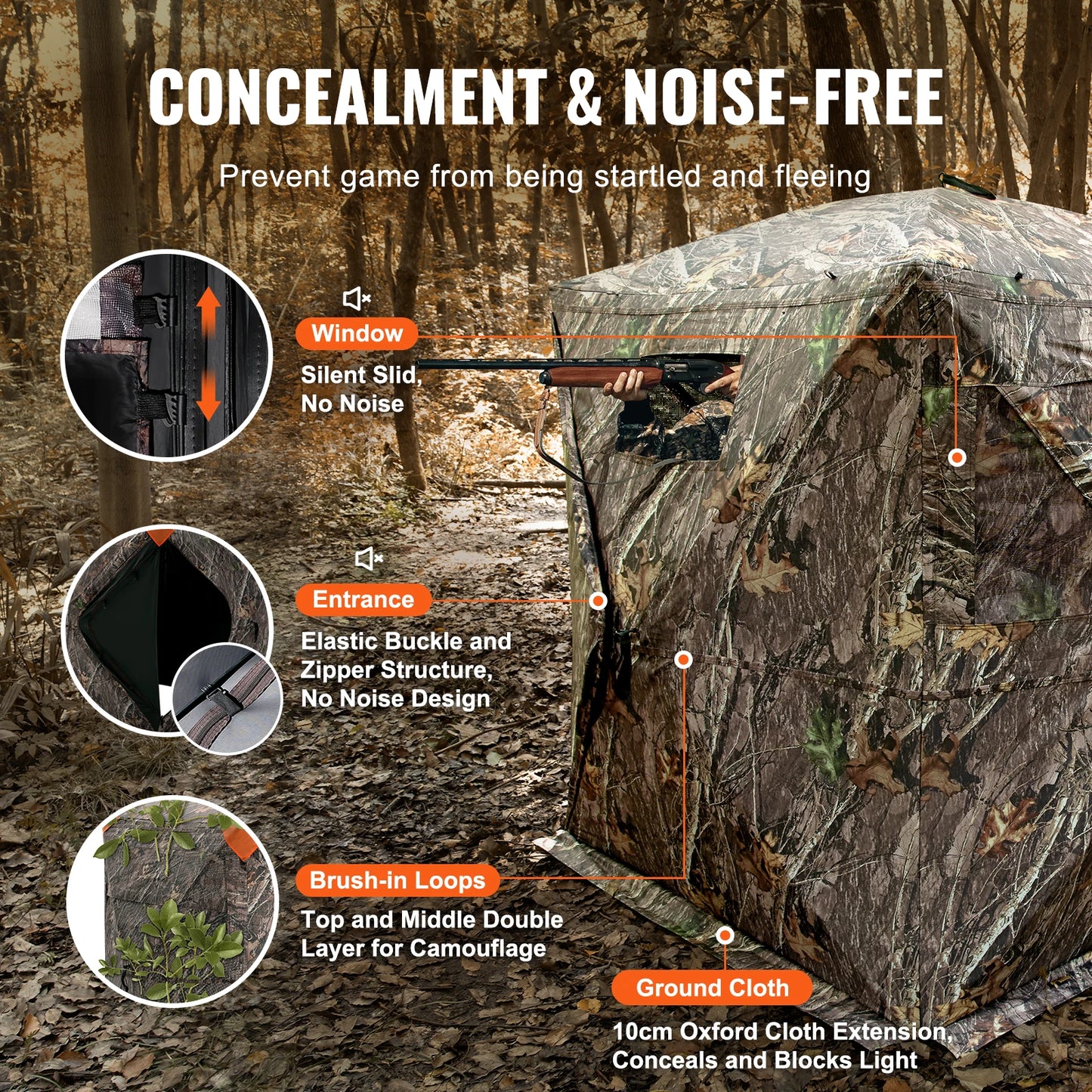 VEVOR Hunting Blind, 270° See through Ground Blind, 2-3 Person Pop up Deer Blind for Hunting with Carrying Bag, Portable Tent