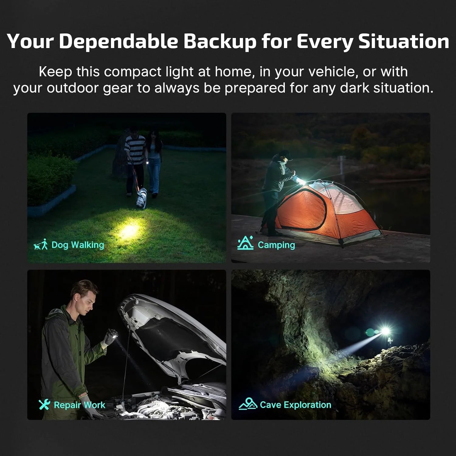 Baton Turbo EDC Rechargeable Handheld Flashlight, 1000 Lumens Compact LED and 510 Meters Long Throw Powerful Light, with Two-Way Clip and Landyard for Camping, Home Use (Black)