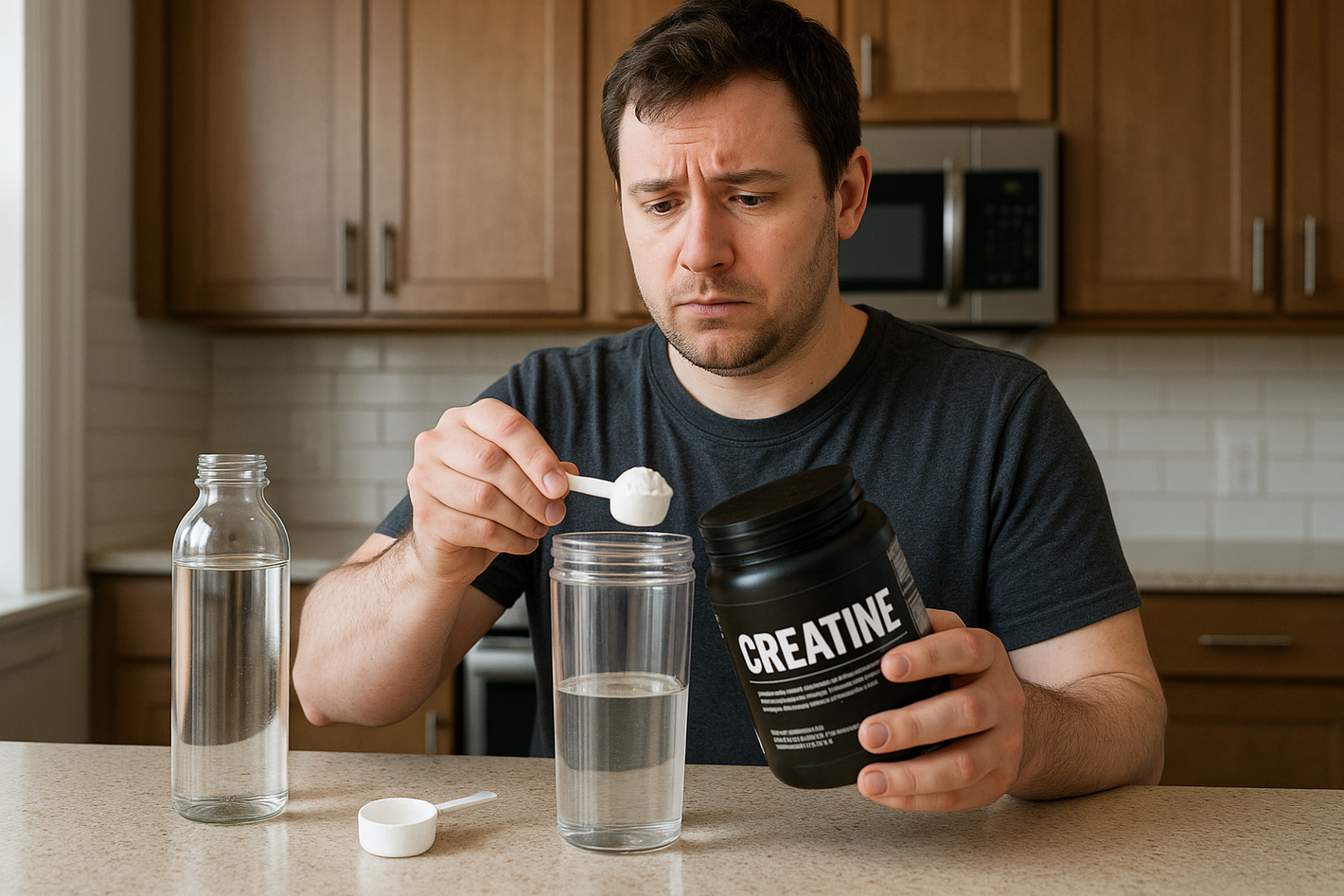 regular person mixing first creatine mix 